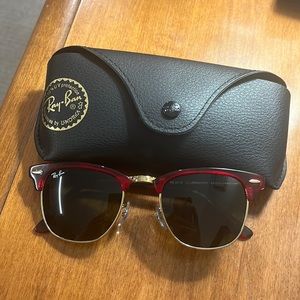 Custom Red Tortoise on Gold Clubmasters Ray Ban